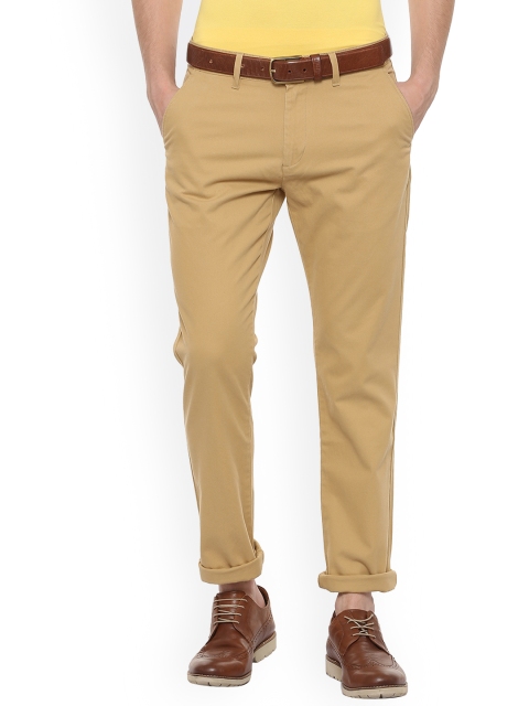 

People Men Khaki Regular Fit Solid Regular Trousers