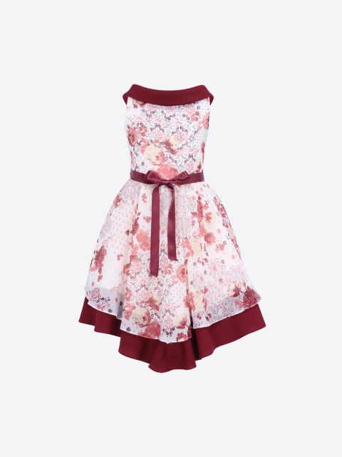 

CUTECUMBER Girls Off-White Printed Fit and Flare Dress