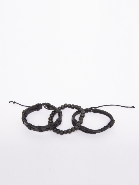 

JEWEL JUNCTION Black Set Of 3 Leather Multistrand Bracelet