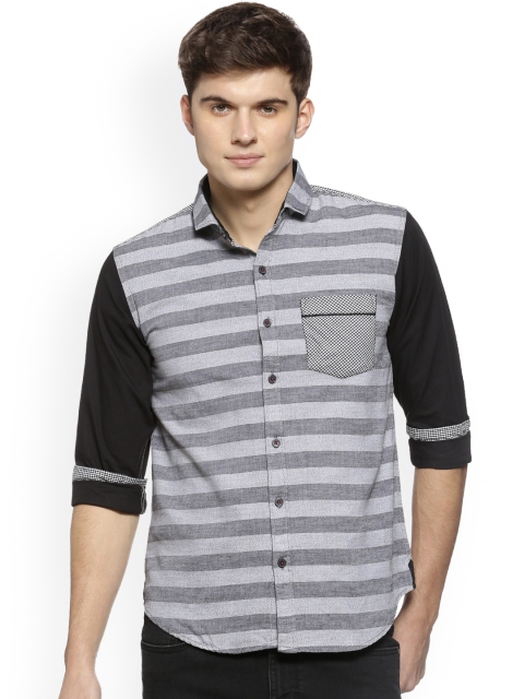 

Campus Sutra Men Grey Standard Regular Fit Striped Casual Shirt