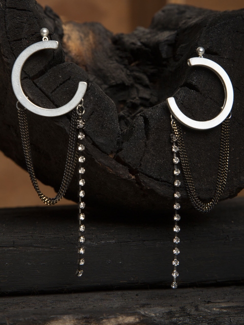 

SASSAFRAS Silver-Plated Handcrafted Contemporary Drop Earrings