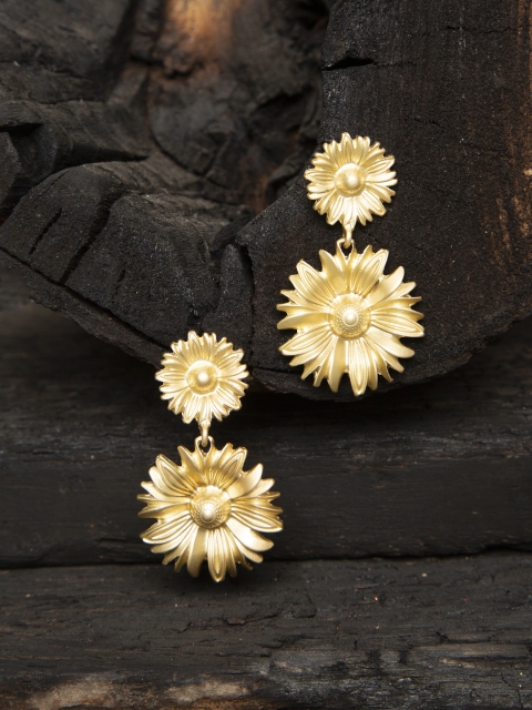 

SASSAFRAS Gold-Plated Floral Drop Earrings