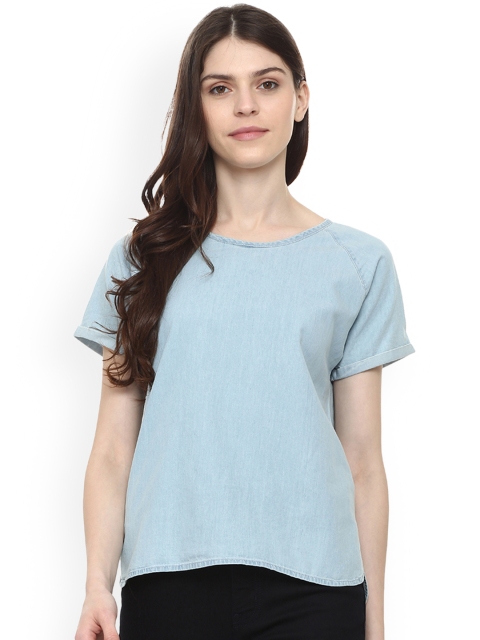 

People Women Blue Solid A-Line Top