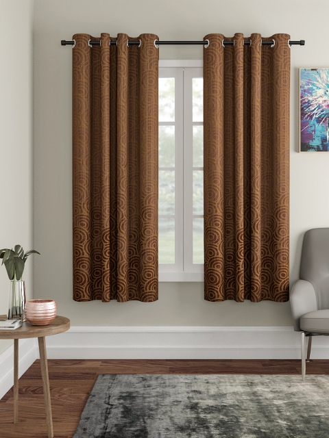 

VRINDA Coffee Brown Set of 2 Window Curtains