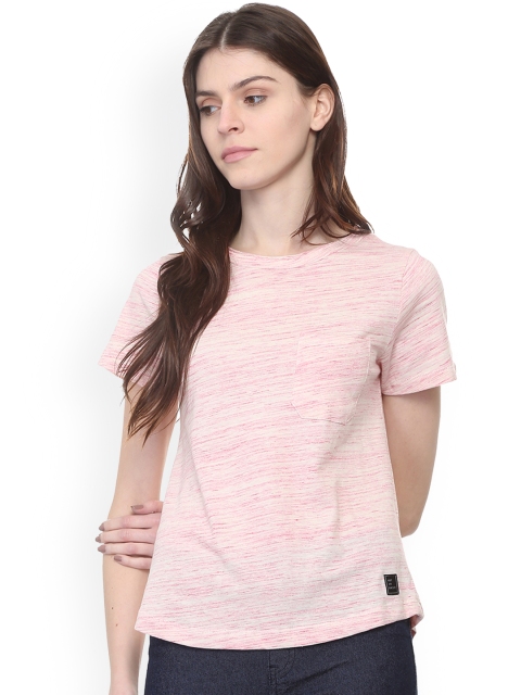 

People Women Pink Solid Pure Cotton Top