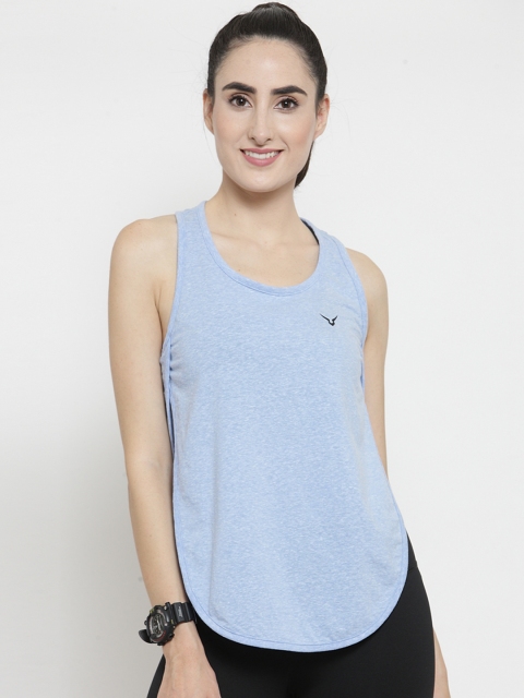 

Invincible Women Blue Solid Tank Pure Cotton Top