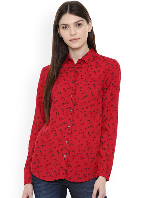 

Allen Solly Women Red Standard Regular Fit Printed Casual Shirt