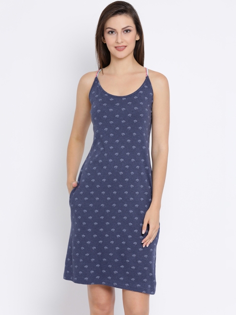 

Clovia Blue Printed Nightdress NS0650T08XL