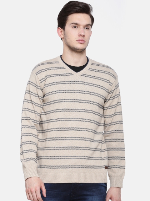 

t-base Men Beige Striped Sweater