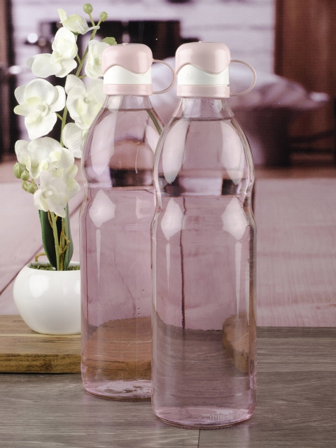 

GOODHOMES Set of 2 Pink Glass Water Bottles