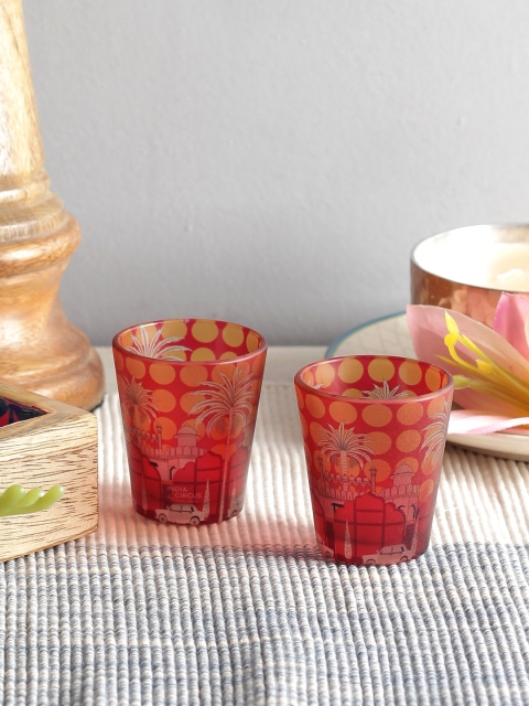 

India Circus by Krsnaa Mehta Set of 2 Orange Shot Glasses