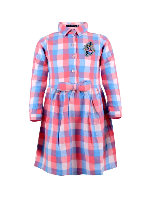 

TALES & STORIES Girls Pink & Blue Checked Shirt Dress
