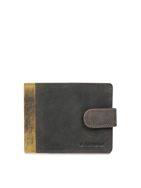 

CALFNERO Men Green Solid Genuine Leather Two Fold Wallet