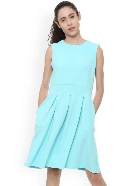 

Allen Solly Woman Women Turquoise Blue Solid A-Line Dress