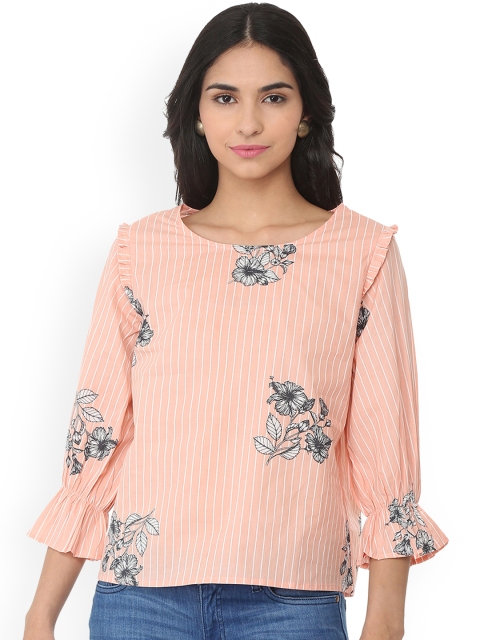 

People Women Pink Printed Pure Cotton Top