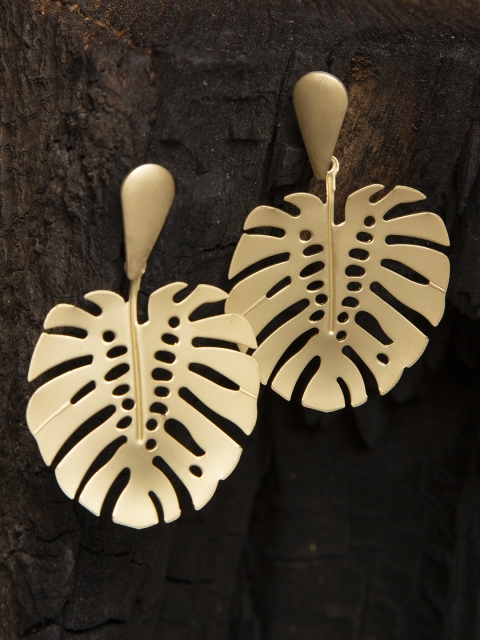 

SASSAFRAS Gold-Plated Handcrafted Contemporary Drop Earrings