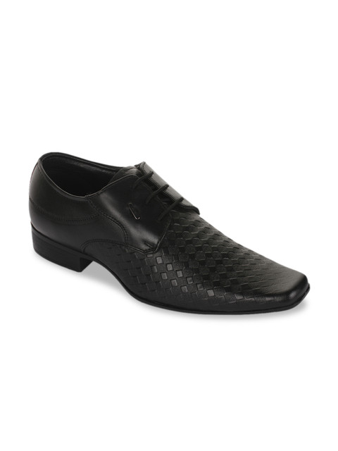 

Fortune Men Black Formal Leather Derby Shoes