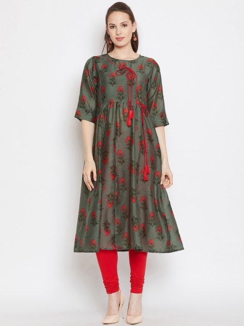 

One of a Kind Women Olive Printed Anarkali Kurta