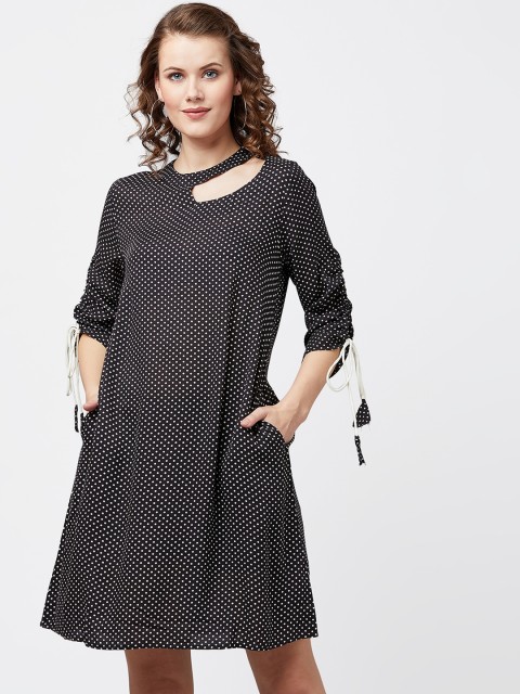 

RARE Women Black Printed A-Line Dress