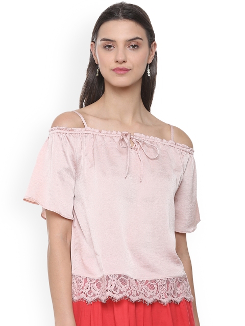

People Women Pink Self Design Top