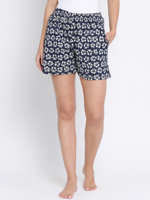 

Clovia Women Navy Blue Printed Lounge Shorts LB0174T08XL