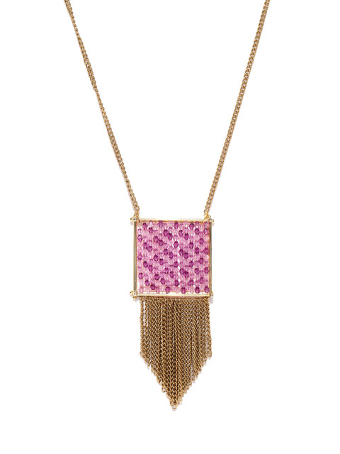 

Blisscovered Pink & Gold-Toned Beaded Frame Necklace
