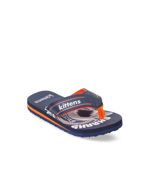 

Kittens Boys Navy Blue Printed Flip Flops, Orange