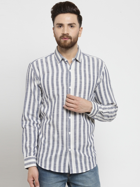 

JAINISH Men Navy Blue Classic Slim Fit Striped Casual Shirt