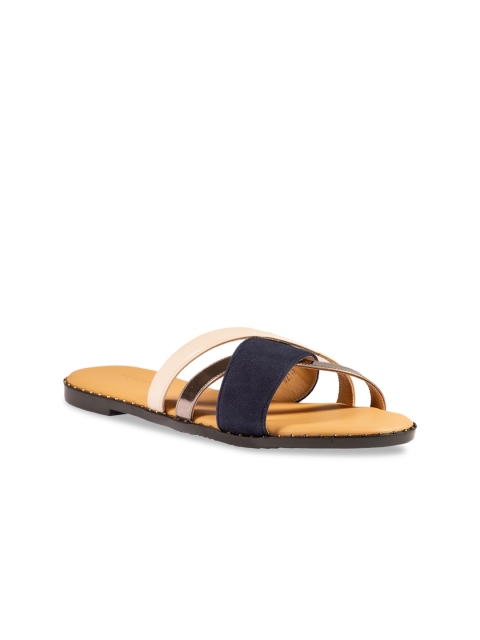 

HEATWAVE Women Navy Blue Solid Suede Open Toe Flats