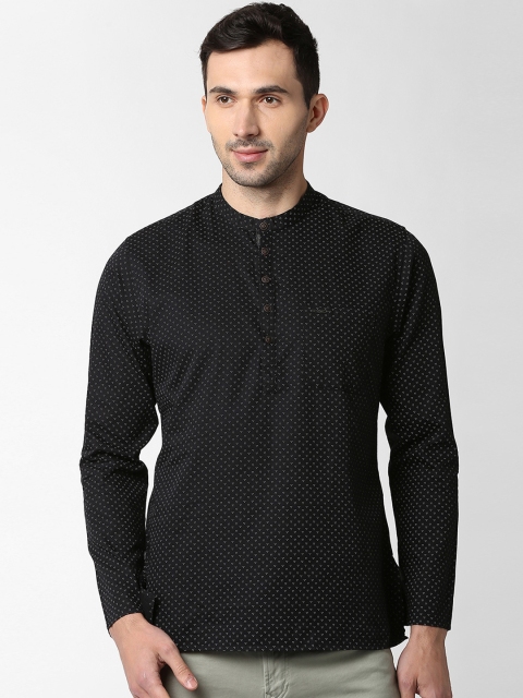 

Peter England Men Black Printed Straight Kurta