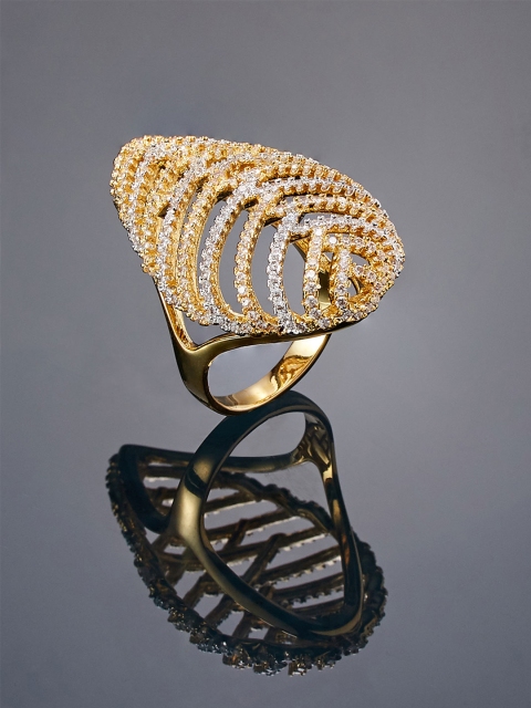 

shaze Women Gold & Rhodium-Plated CZ-Studded Finger Ring