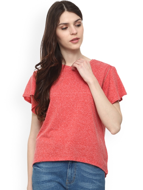 

People Women Red Self Design Top