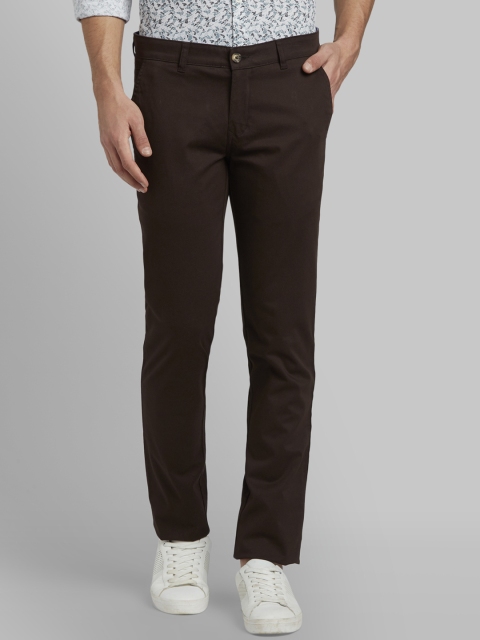 

Parx Men Brown Slim Fit Solid Regular Trousers