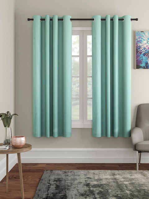 

VRINDA Green Set of 2 Window Curtains