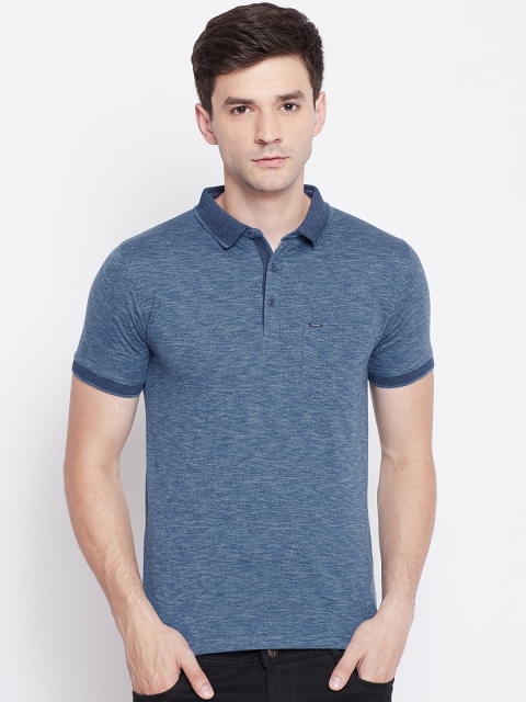 

Okane Men Blue Solid Polo Collar T-shirt