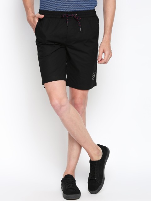 

Urban Ranger by pantaloons Men Black Solid Slim Fit Regular Shorts