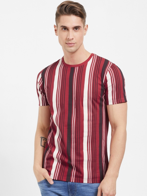 

Maniac Men Red Striped Round Neck T-shirt