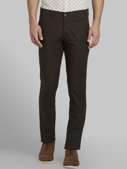 

Parx Men Olive Brown Slim Fit Checked Regular Trousers
