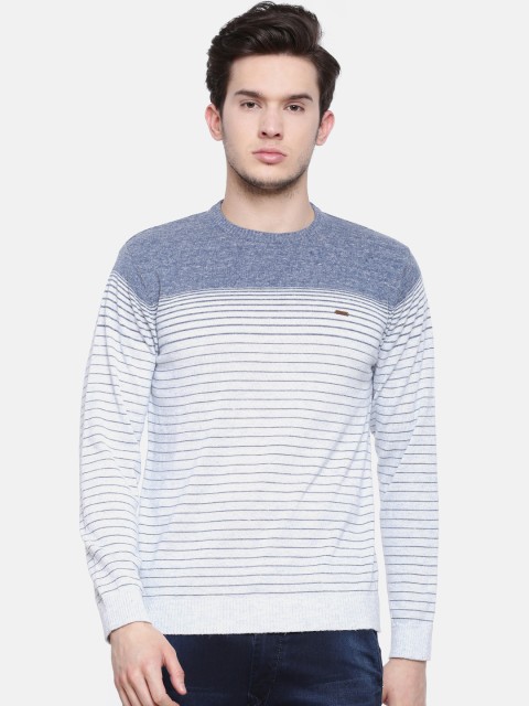 

t-base Men White & Blue Striped Sweater