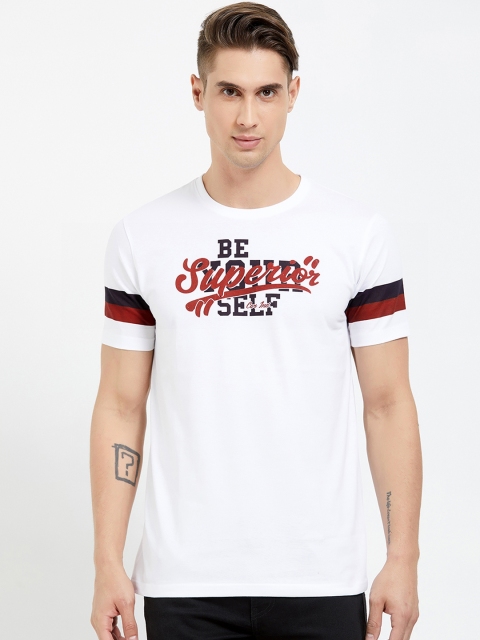 

Maniac Men White Printed Round Neck T-shirt