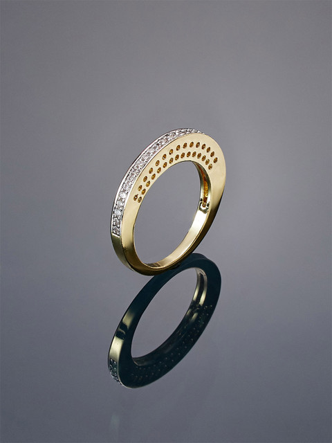 

shaze Women Gold-Toned Rhodium-Plated CZ-Studded Finger Ring