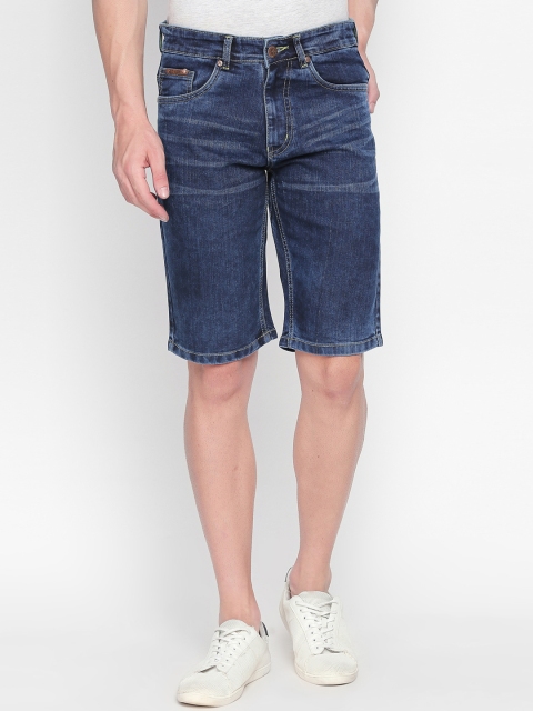 

BOLTS and BARRELS Men Blue Washed Slim Fit Denim Shorts