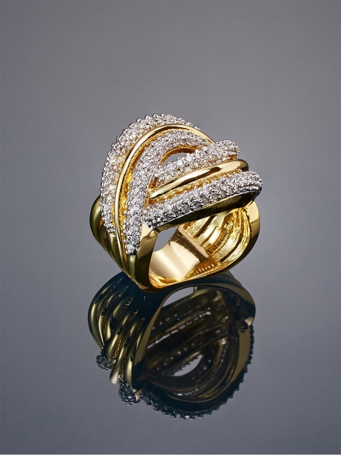

shaze Women Gold-Plated CZ-Studded Finger Ring