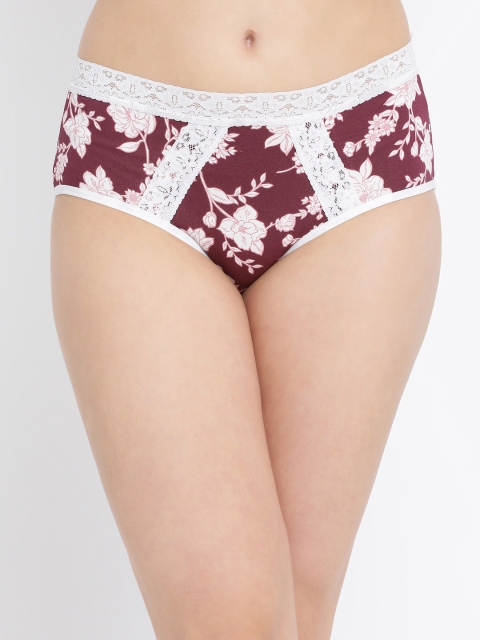 

Clovia Women Burgundy & White Printed Hipster Briefs PN3226P12XL