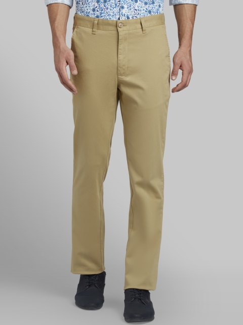 Parx Men Khaki Slim Fit Solid Regular Trousers