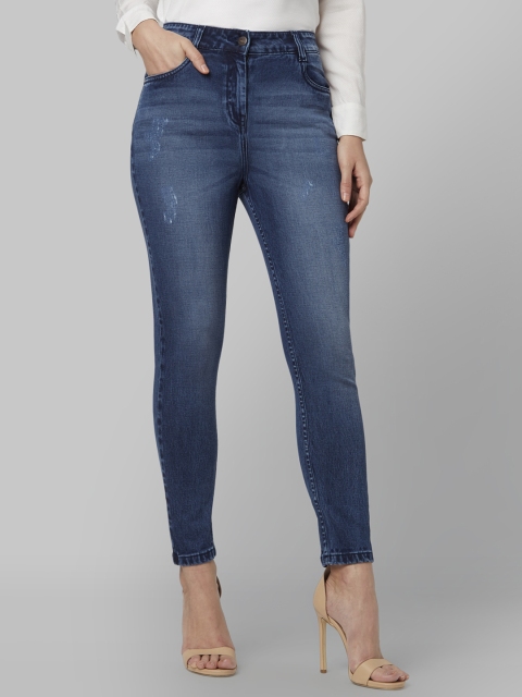

Park Avenue Women Blue Skinny Fit Mid-Rise Low Distress Jeans