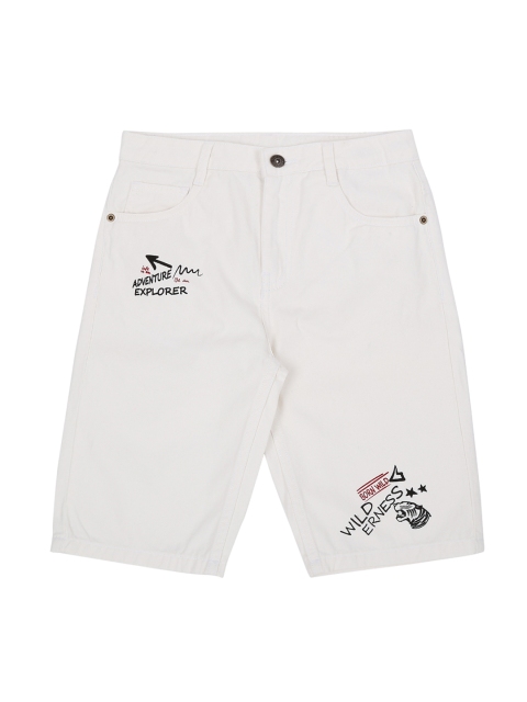 

Pantaloons Junior Boys White Printed Regular Fit Regular Shorts
