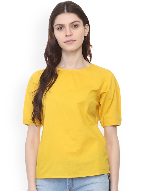 People Women Yellow Solid Top