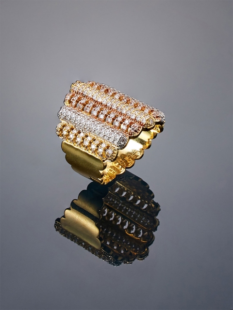 shaze Women Gold-Toned CZ-Studded Finger Ring