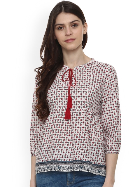 

People Women White Printed A-Line Top